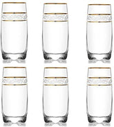 Gold Trim Glass Cups, Set of 6